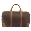 CELINE Macadam Canvas Boston Bag PVC Leather Brown Gold Auth 194398-3