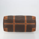 CELINE Macadam Canvas Boston Bag PVC Leather Brown Gold Auth 194398-9