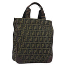 FENDI Zucca Canvas Hand Bag Brown Black Auth 194401-1
