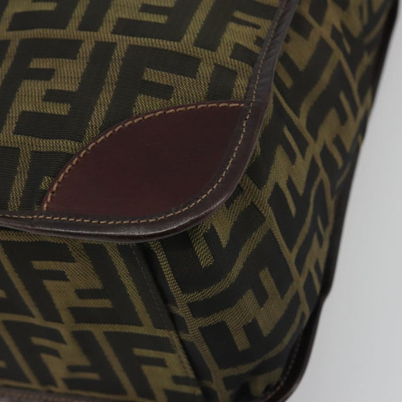 FENDI Zucca Canvas Hand Bag Brown Black Auth 194401