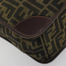 FENDI Zucca Canvas Hand Bag Brown Black Auth 194401-14