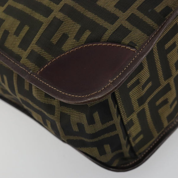 FENDI Zucca Canvas Hand Bag Brown Black Auth 194401