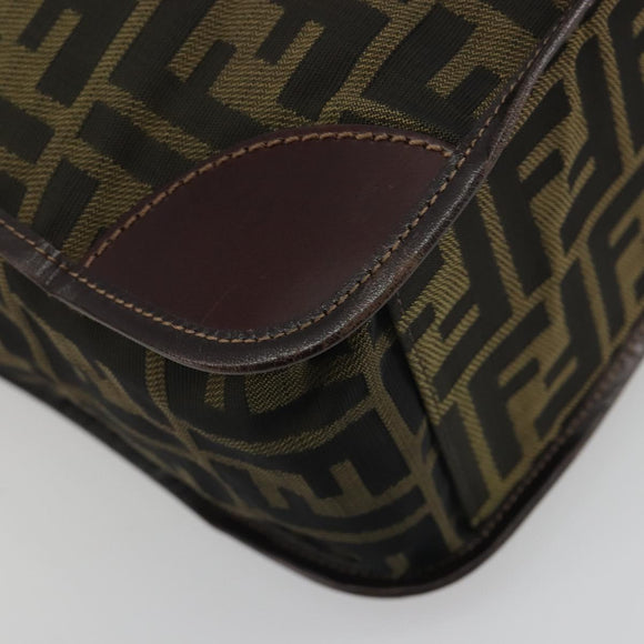FENDI Zucca Canvas Hand Bag Brown Black Auth 194401