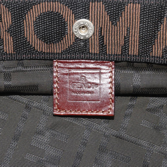 FENDI Zucca Canvas Hand Bag Brown Black Auth 194401