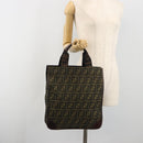 FENDI Zucca Canvas Hand Bag Brown Black Auth 194401-19