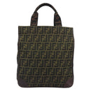 FENDI Zucca Canvas Hand Bag Brown Black Auth 194401-13
