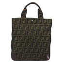 FENDI Zucca Canvas Hand Bag Brown Black Auth 194401-2