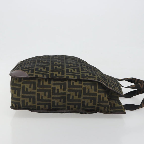 FENDI Zucca Canvas Hand Bag Brown Black Auth 194401
