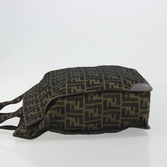 FENDI Zucca Canvas Hand Bag Brown Black Auth 194401