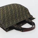 FENDI Zucca Canvas Hand Bag Brown Black Auth 194401-6