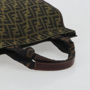 FENDI Zucca Canvas Hand Bag Brown Black Auth 194401-7