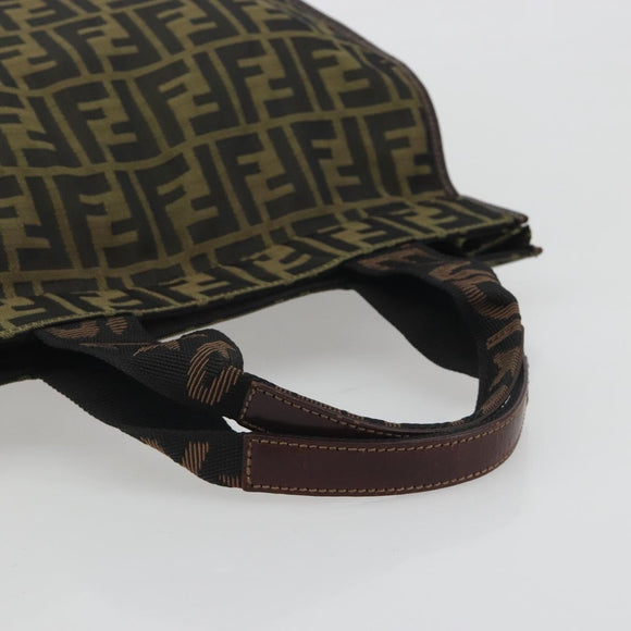 FENDI Zucca Canvas Hand Bag Brown Black Auth 194401