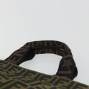 FENDI Zucca Canvas Hand Bag Brown Black Auth 194401-8