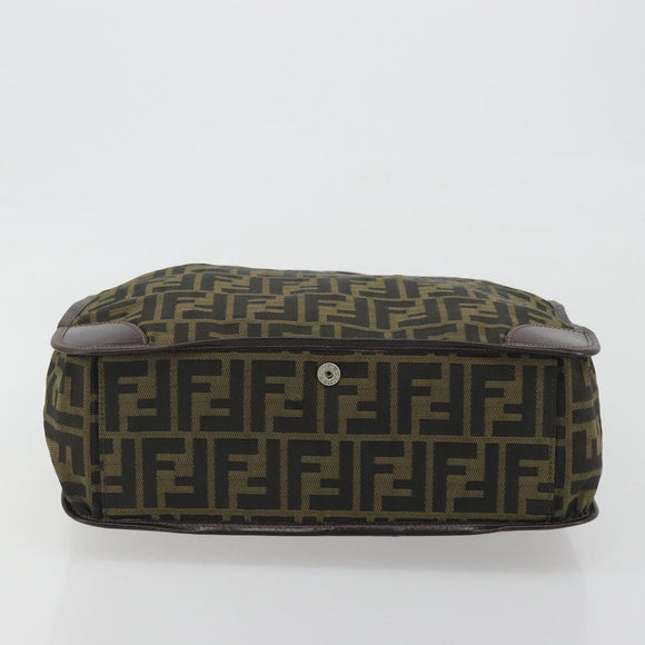 FENDI Zucca Canvas Hand Bag Brown Black Auth 194401