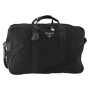 PRADA Boston Bag Nylon 2way Black Silver Auth 194402-1