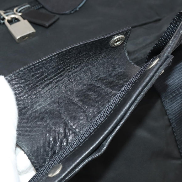 PRADA Boston Bag Nylon 2way Black Silver Auth 194402