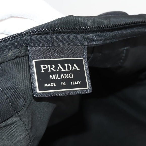 PRADA Boston Bag Nylon 2way Black Silver Auth 194402