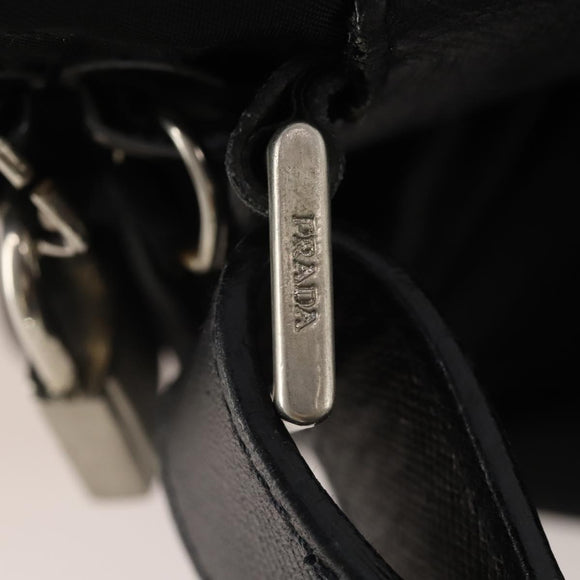 PRADA Boston Bag Nylon 2way Black Silver Auth 194402
