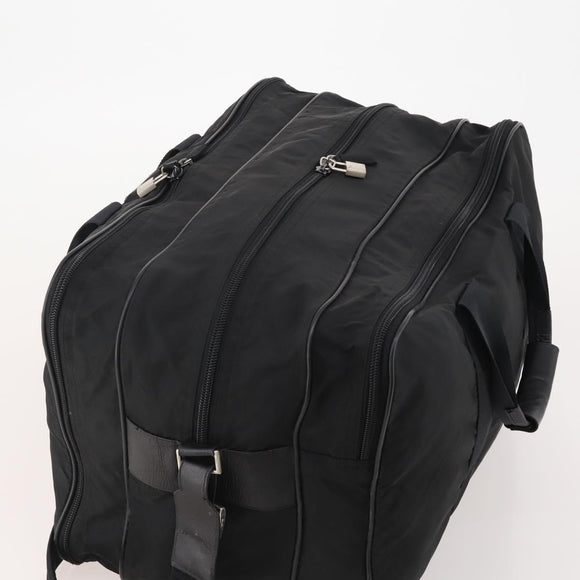 PRADA Boston Bag Nylon 2way Black Silver Auth 194402