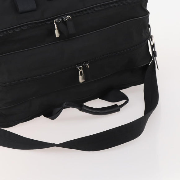 PRADA Boston Bag Nylon 2way Black Silver Auth 194402