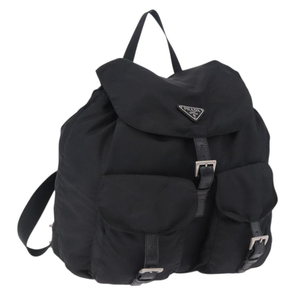 PRADA Backpack Nylon Black Silver Auth 194403