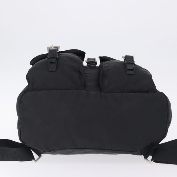 PRADA Backpack Nylon Black Silver Auth 194403