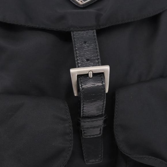 PRADA Backpack Nylon Black Silver Auth 194403