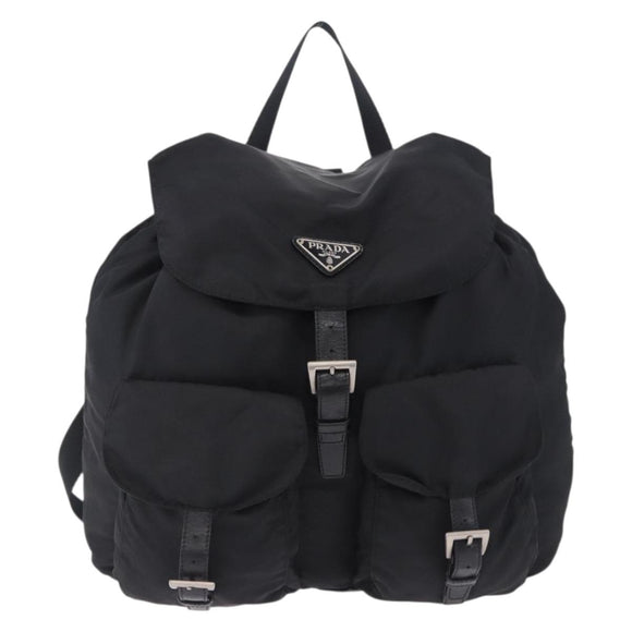 PRADA Backpack Nylon Black Silver Auth 194403