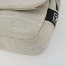 CHANEL Sports Line Choco Bar Chain Bag Cotton Gray Silver CC Auth 194404A-10