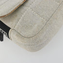 CHANEL Sports Line Choco Bar Chain Bag Cotton Gray Silver CC Auth 194404A-11