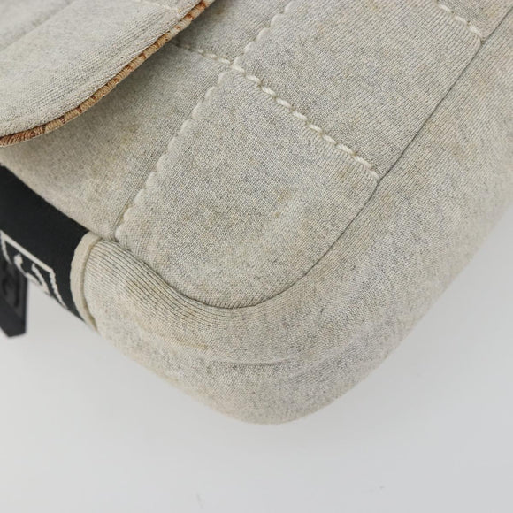 CHANEL Sports Line Choco Bar Chain Bag Cotton Gray Silver CC Auth 194404A