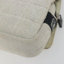 CHANEL Sports Line Choco Bar Chain Bag Cotton Gray Silver CC Auth 194404A-12