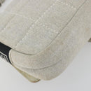 CHANEL Sports Line Choco Bar Chain Bag Cotton Gray Silver CC Auth 194404A-13