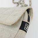 CHANEL Sports Line Choco Bar Chain Bag Cotton Gray Silver CC Auth 194404A-14