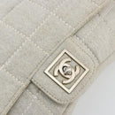CHANEL Sports Line Choco Bar Chain Bag Cotton Gray Silver CC Auth 194404A-15
