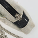 CHANEL Sports Line Choco Bar Chain Bag Cotton Gray Silver CC Auth 194404A-17