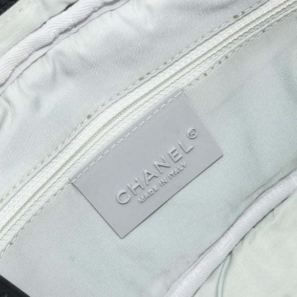 CHANEL Sports Line Choco Bar Chain Bag Cotton Gray Silver CC Auth 194404A