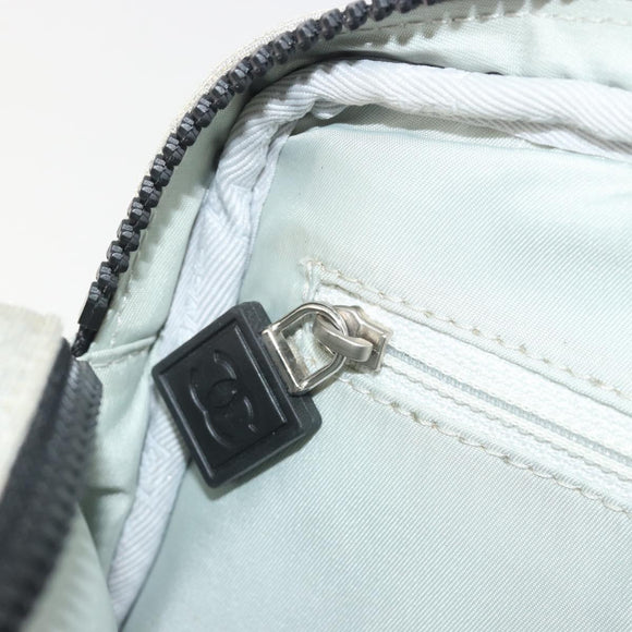 CHANEL Sports Line Choco Bar Chain Bag Cotton Gray Silver CC Auth 194404A