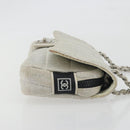 CHANEL Sports Line Choco Bar Chain Bag Cotton Gray Silver CC Auth 194404A-4