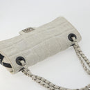 CHANEL Sports Line Choco Bar Chain Bag Cotton Gray Silver CC Auth 194404A-6