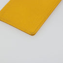 CHANEL Card Case Leather Yellow Gold Tone CC Auth 194407M-16