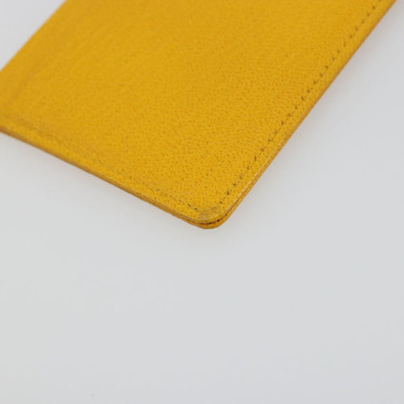 CHANEL Card Case Leather Yellow Gold Tone CC Auth 194407M