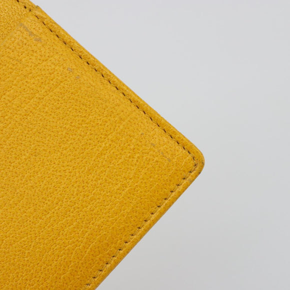 CHANEL Card Case Leather Yellow Gold Tone CC Auth 194407M