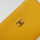 CHANEL Card Case Leather Yellow Gold Tone CC Auth 194407M-17