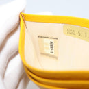 CHANEL Card Case Leather Yellow Gold Tone CC Auth 194407M-12