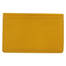 CHANEL Card Case Leather Yellow Gold Tone CC Auth 194407M-2