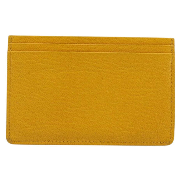 CHANEL Card Case Leather Yellow Gold Tone CC Auth 194407M