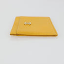 CHANEL Card Case Leather Yellow Gold Tone CC Auth 194407M-4