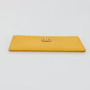 CHANEL Card Case Leather Yellow Gold Tone CC Auth 194407M-6