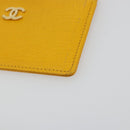 CHANEL Card Case Leather Yellow Gold Tone CC Auth 194407M-7